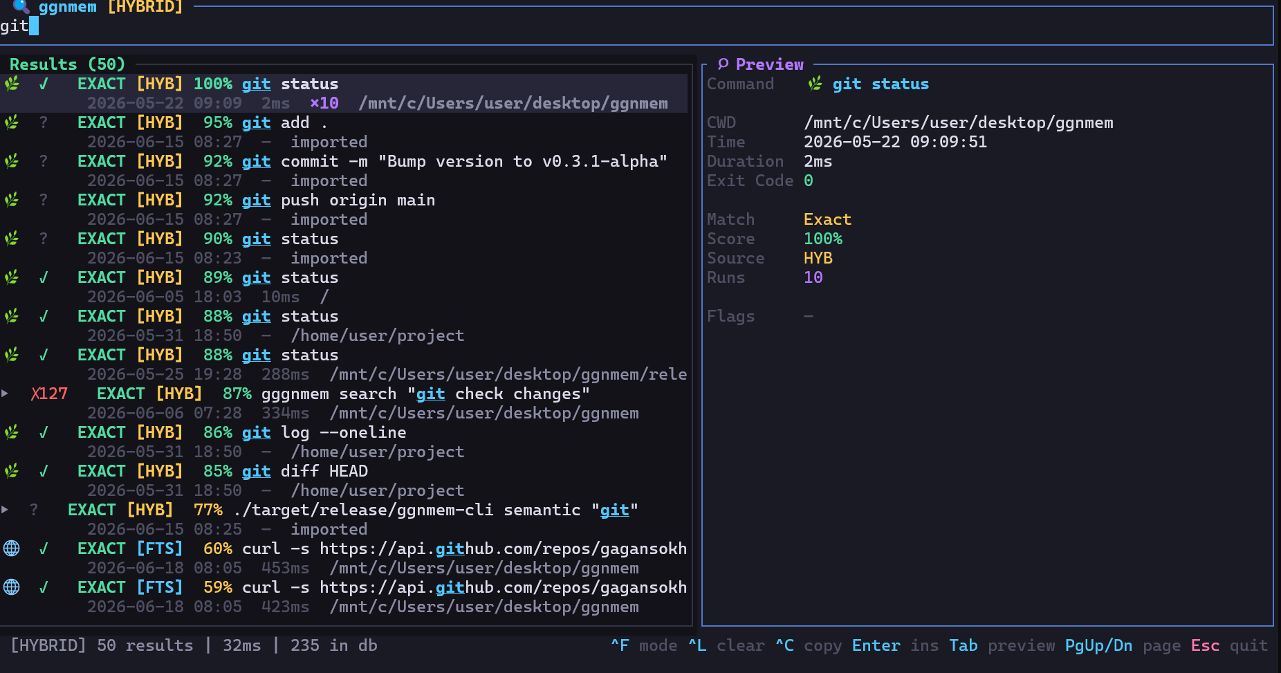 Interactive TUI Search Interface